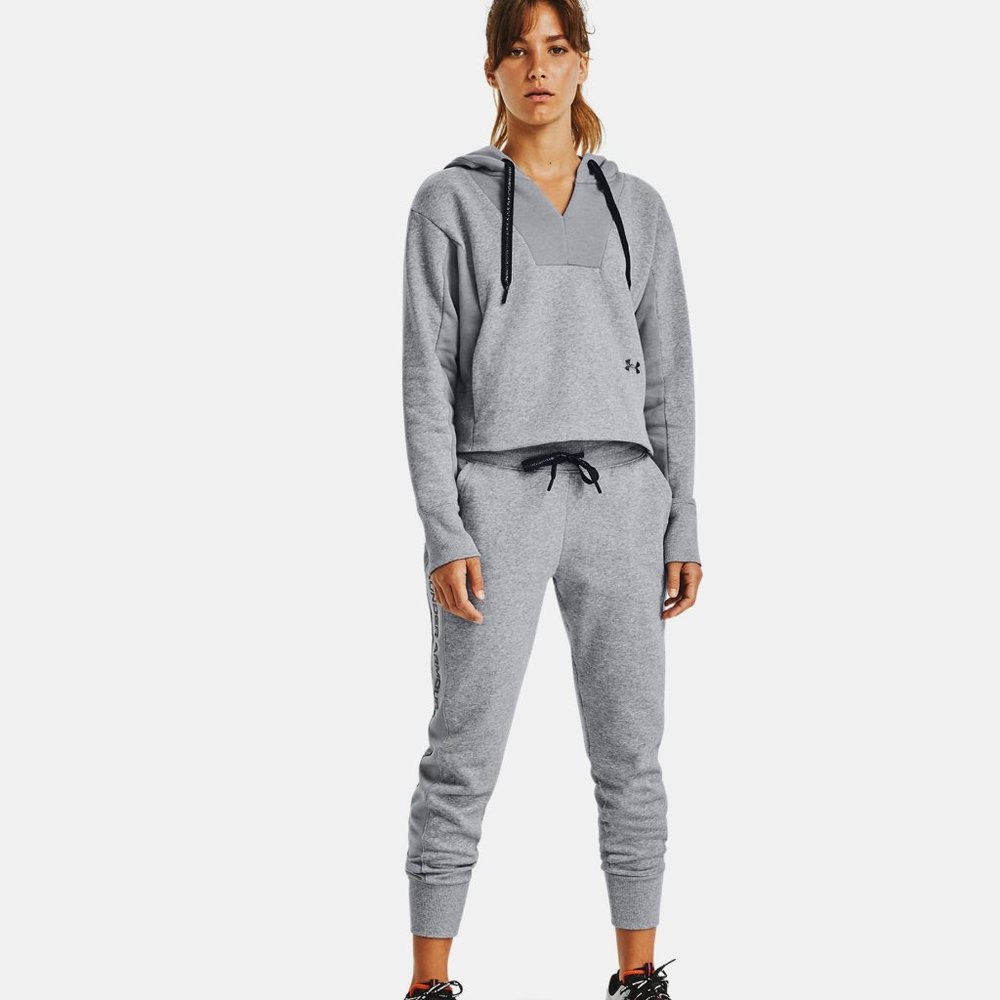Under Armour NWT Cotton Blend Steel Heather Crop RIVAL Hoodie, Size 2XL
